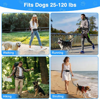 Hands-Free Dog Leash, Large (25-120 Lbs), Black | Zippered Storage Pouch, Double Padded Handles, Heavy-Duty Bungee Cord, Ideal for Walking, Jogging & Running